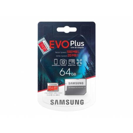 Samsung Carte Micro-SD EVO PLUS 64 Go avec adaptateur SD - Carte mémoire -  Samsung