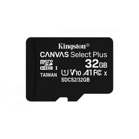 KINGSTON - Carte mémoire microSD Canvas Select Plus 32 Go + adaptateur SD