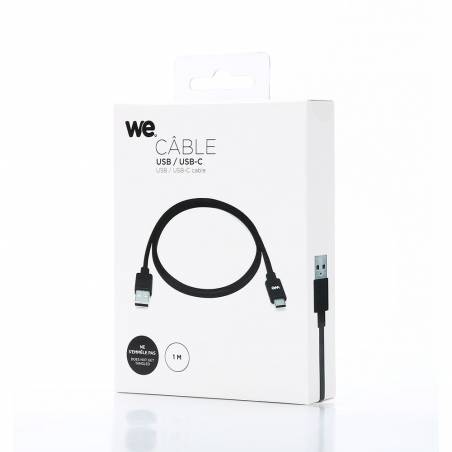 Câble USB-C mâle/USB A mâle tressé 2 m - USB 3.1 gen 1 - noir et blanc ne  s'emmêle pas - WE