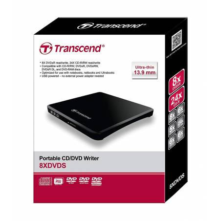 Transcend - Lecteur / Graveur DVD Slim Externe USB 2.0 – Noir