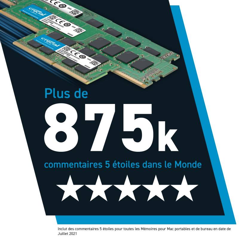 CRUCIAL - Barrette Mémoire - 16GO DDR4 3200 MHZ