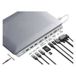 WE Station d'accueil USB-C 17 ports avec adaptateur secteur 12V/3A