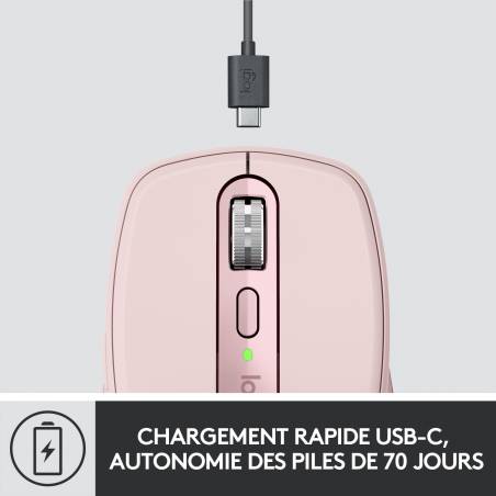 Logitech - Souris Sans fil MX Anywhere 3 Bluetooth Rose